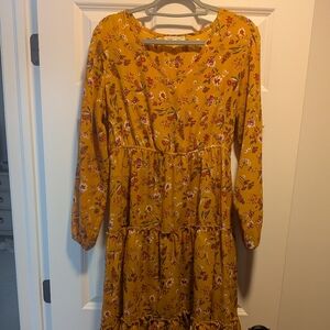 Indigo Soul Mustard Floral Dress